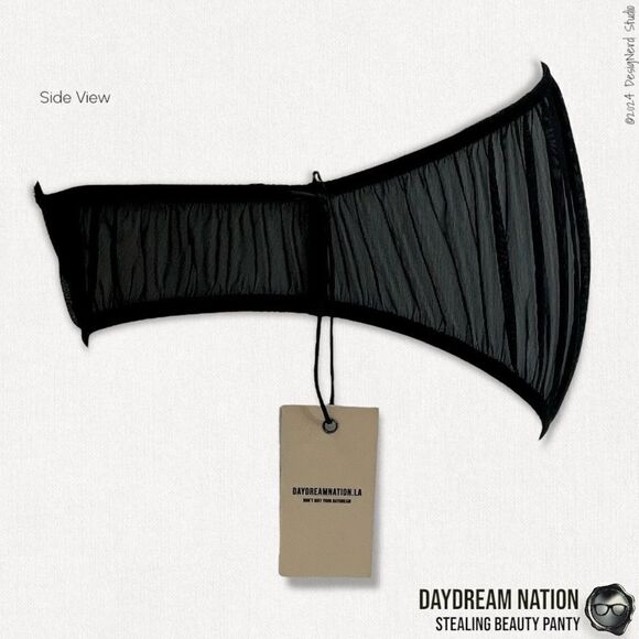 DAYDREAM NATION STEALING BEAUTY PANTY IN SHEER BLACK MESH SIZE LARGE RUCHED BACK - Picture 3 of 13